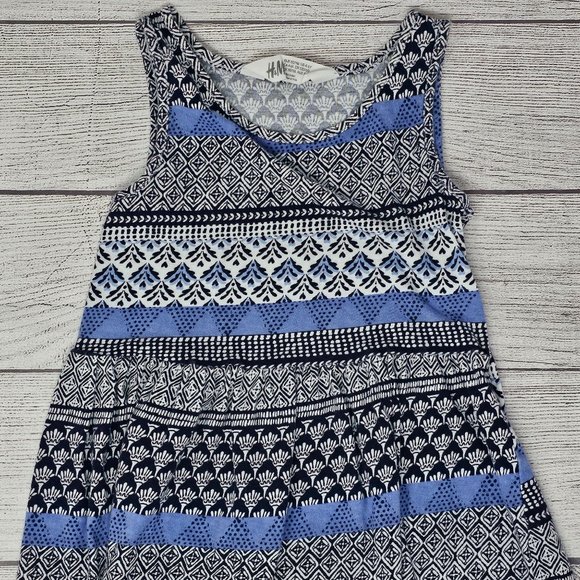 H&M Blue Patterned Girls Tank Dress Size 4-6 years - Picture 1 of 4